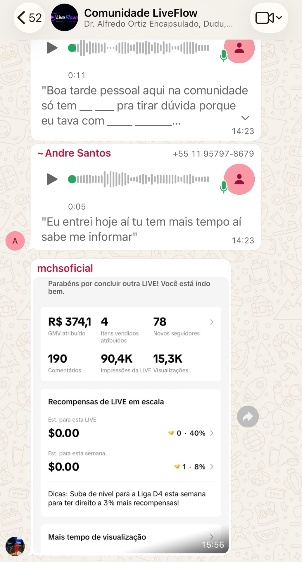 R$ 374 por live — parabéns do próprio TikTok